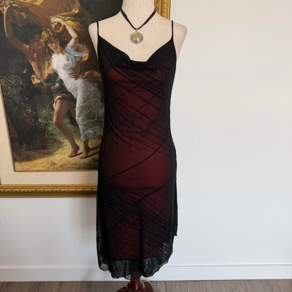 Whimsigoth Sparkling Red and Black Vampy Deadstock Dress